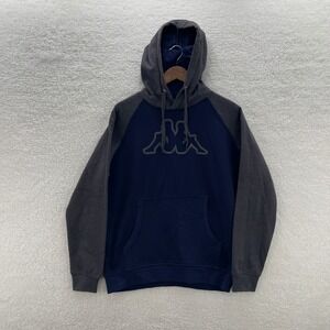 Kappa Mens XL Hoodie Navy Blue Grey Pullover Sweatshirt Soccer Sports Athleisure